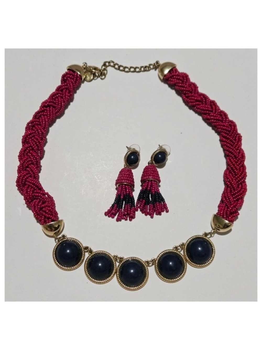 Talbots Cabochon Pink Necklace and Earrings Set